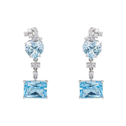Boucles d'oreilles Pendantes en or blanc, topazes et diamants - Castafiore