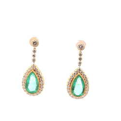 Boucles d'oreilles Pendantes en or, émeraudes et diamants - Castafiore