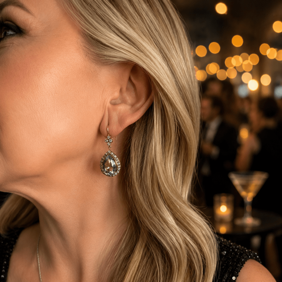 Boucles d'oreilles Pendantes en or jaune, argent, aigue-marine et diamants - Castafiore