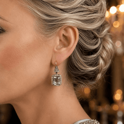 Boucles d'oreilles Pendantes en or jaune, argent, aigues-marines et diamants - Castafiore