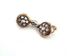 Boucles d'oreilles Pendantes en or jaune, argent et diamants - Castafiore