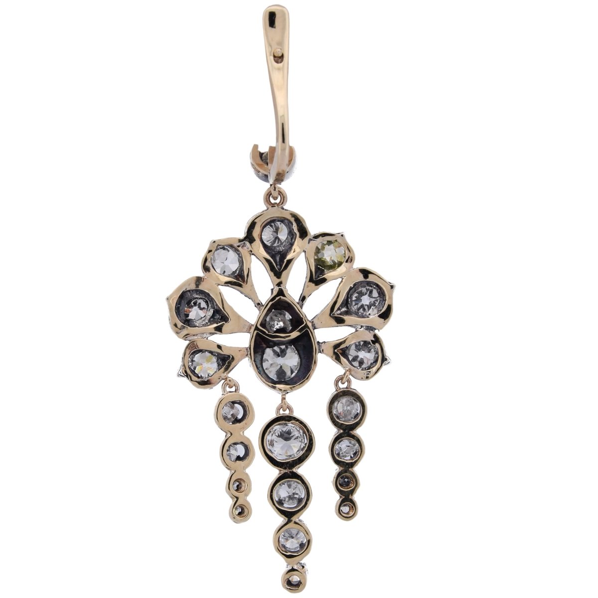Boucles d'oreilles Pendantes en or jaune, argent et diamants - Castafiore