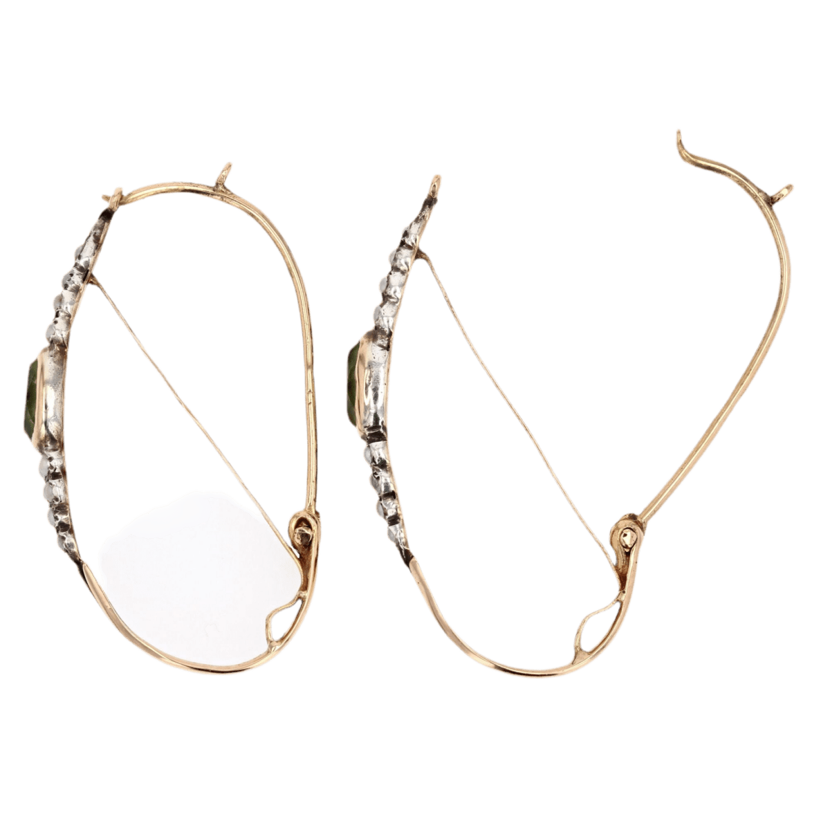 Boucles d'oreilles Pendantes en or jaune, argent et perles - Castafiore