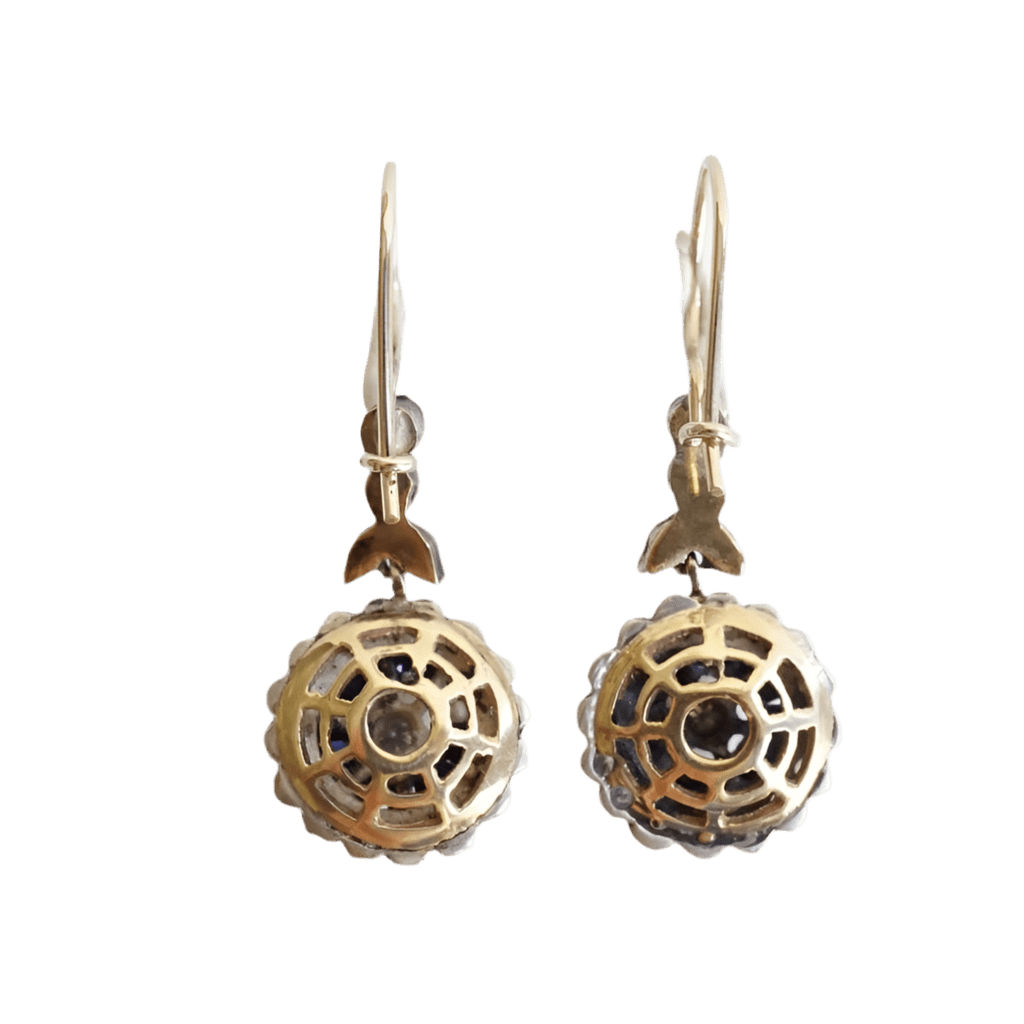 Boucles d'oreilles Pendantes en or jaune, argent, saphirs et diamants - Castafiore