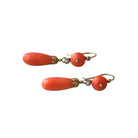 Boucles d'Oreilles Pendantes en or jaune, corail et perle - Castafiore