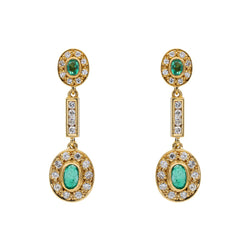 Boucles d'oreilles Pendantes en Or jaune, Emeraude et diamant - Castafiore