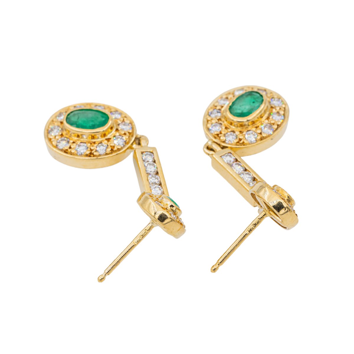 Boucles d'oreilles Pendantes en Or jaune, Emeraude et diamant - Castafiore