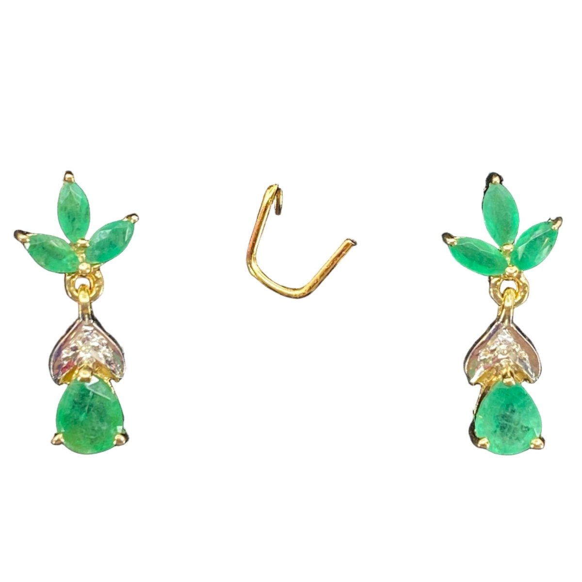 Boucles d’oreilles Pendantes en or jaune, émeraudes et diamants - Castafiore