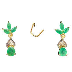 Boucles d’oreilles Pendantes en or jaune, émeraudes et diamants - Castafiore