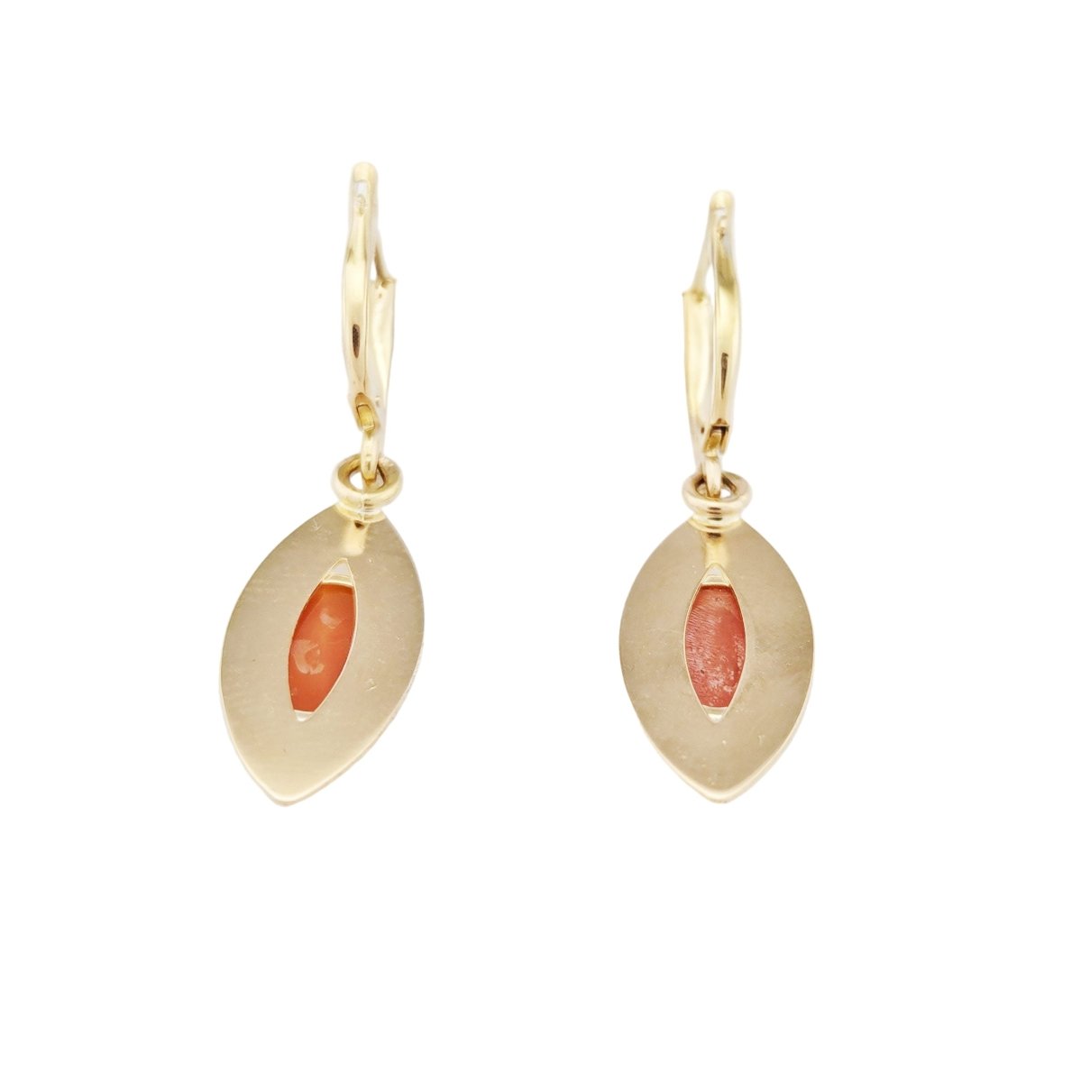 Boucles d'oreilles Pendantes en or jaune et camées - Castafiore