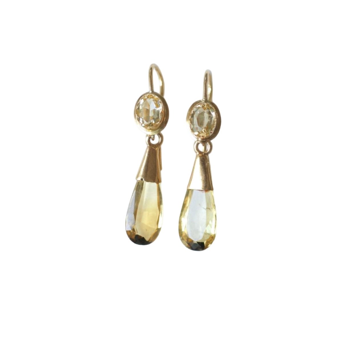 Boucles d'oreilles Pendantes en or jaune et citrine - Castafiore