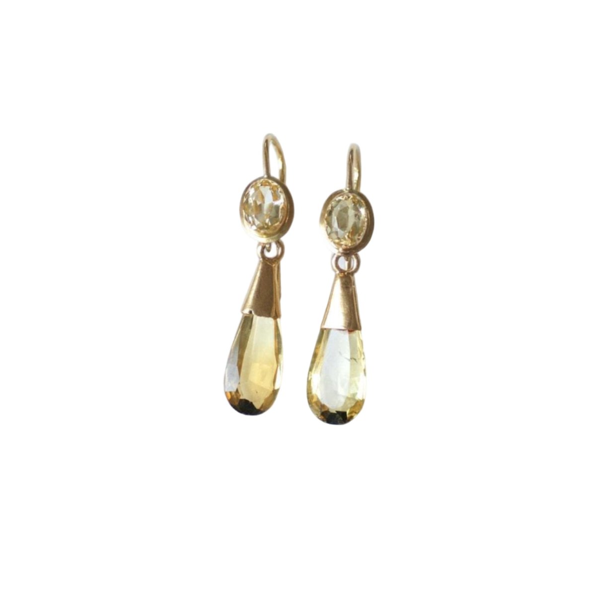 Boucles d'oreilles Pendantes en or jaune et citrine - Castafiore