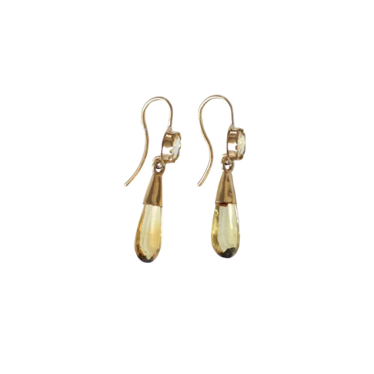 Boucles d'oreilles Pendantes en or jaune et citrine - Castafiore