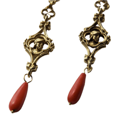 Boucles d'oreilles Pendantes en or jaune et corail - Castafiore
