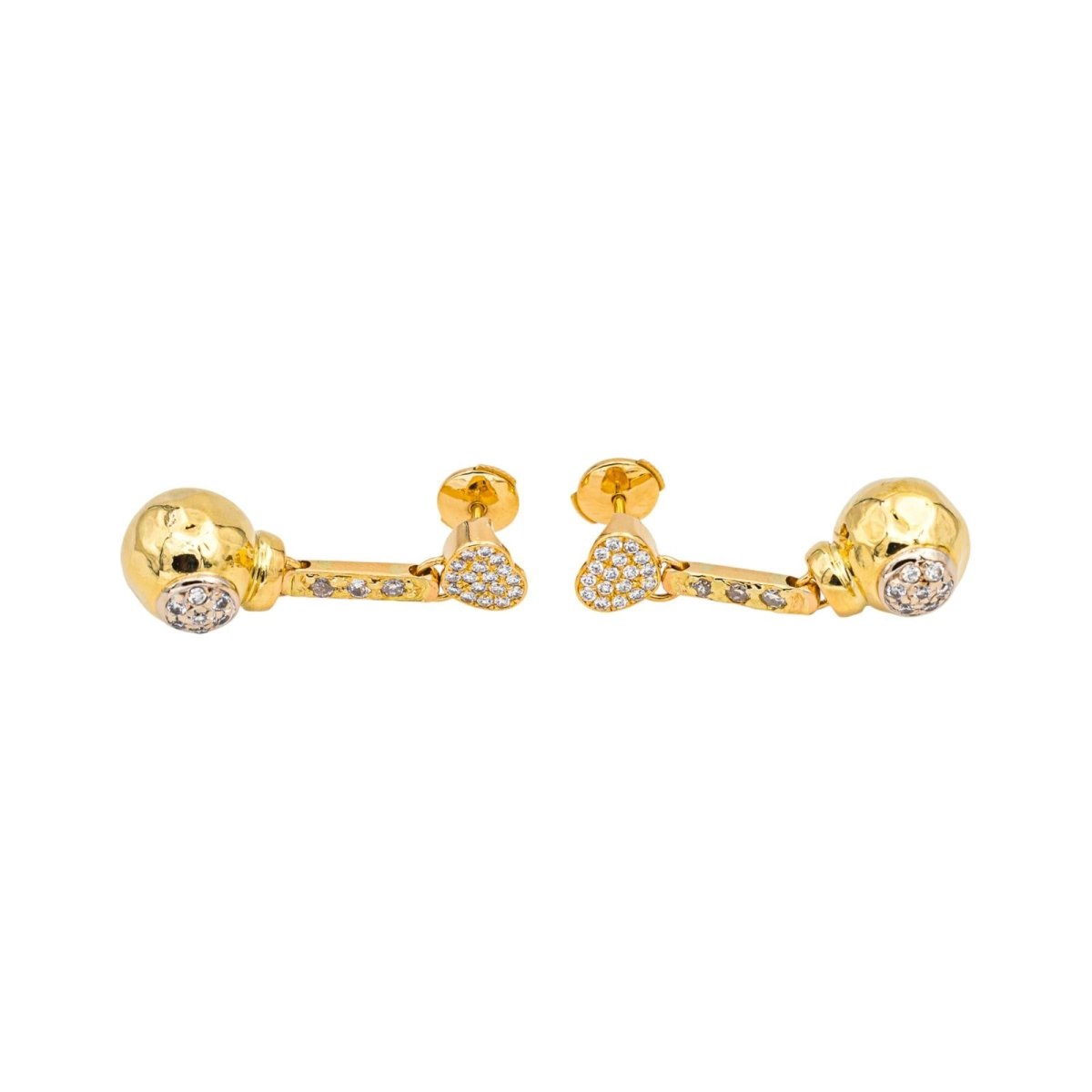 Boucles d'oreilles Pendantes en or jaune et diamants - Castafiore