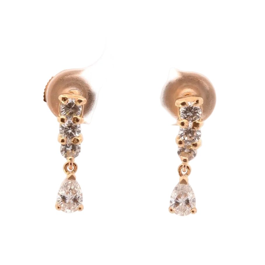Boucles d'oreilles Pendantes en or jaune et diamants - Castafiore