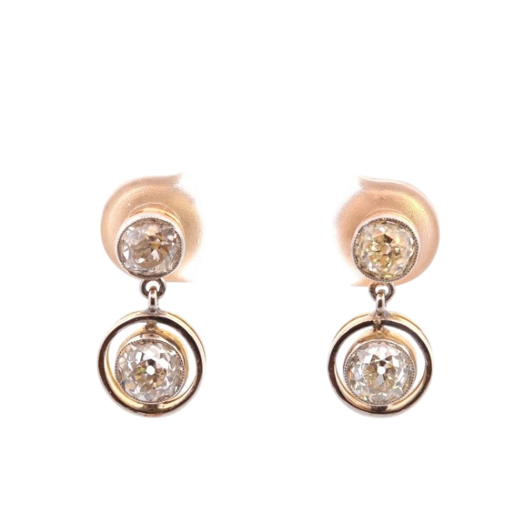 Boucles d'oreilles Pendantes en or jaune et diamants - Castafiore