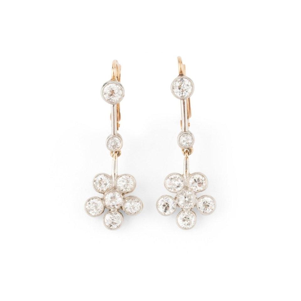 Boucles d'oreilles Pendantes en or jaune et diamants - Castafiore