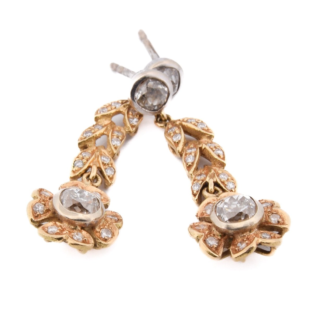Boucles d’oreilles Pendantes en or jaune et diamants - Castafiore