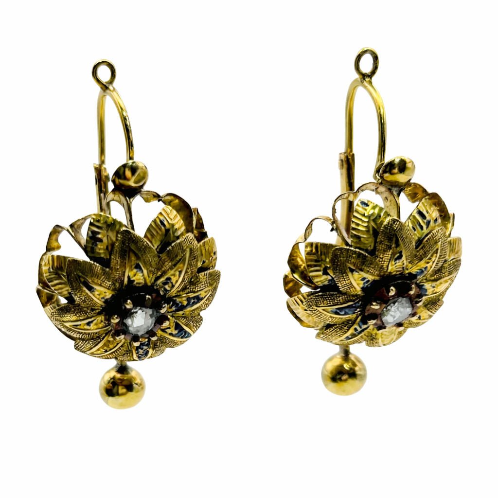 Boucles d'oreilles Pendantes en or jaune et diamants - Castafiore