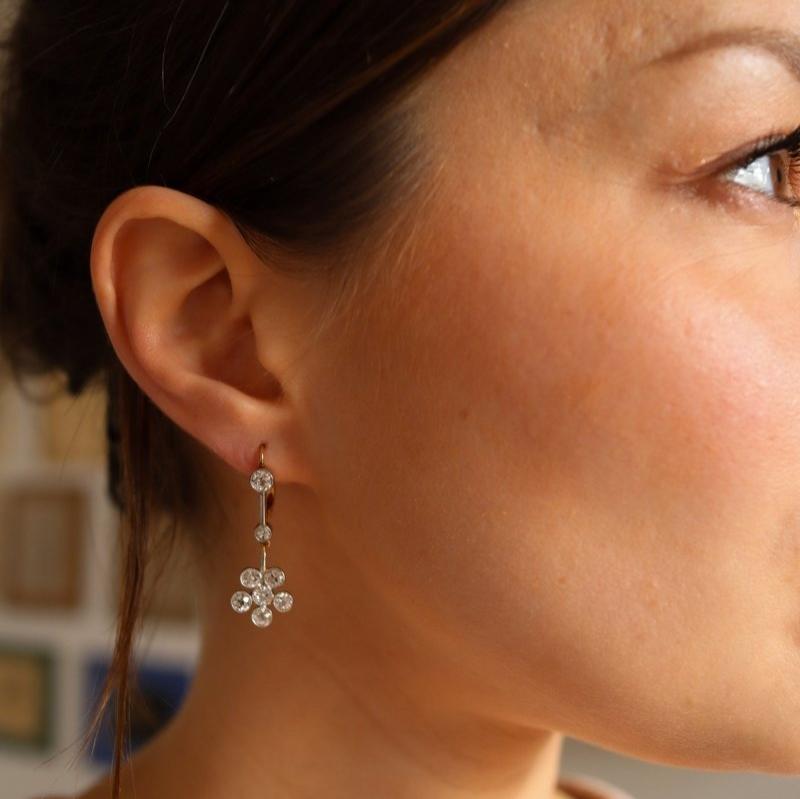 Boucles d'oreilles Pendantes en or jaune et diamants - Castafiore