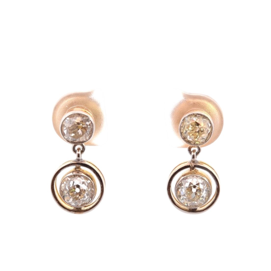 Boucles d'oreilles Pendantes en or jaune et diamants - Castafiore