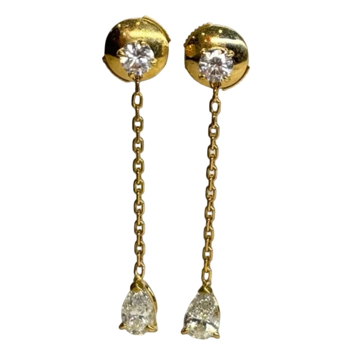 Boucles d'oreilles Pendantes en or jaune et diamants - Castafiore