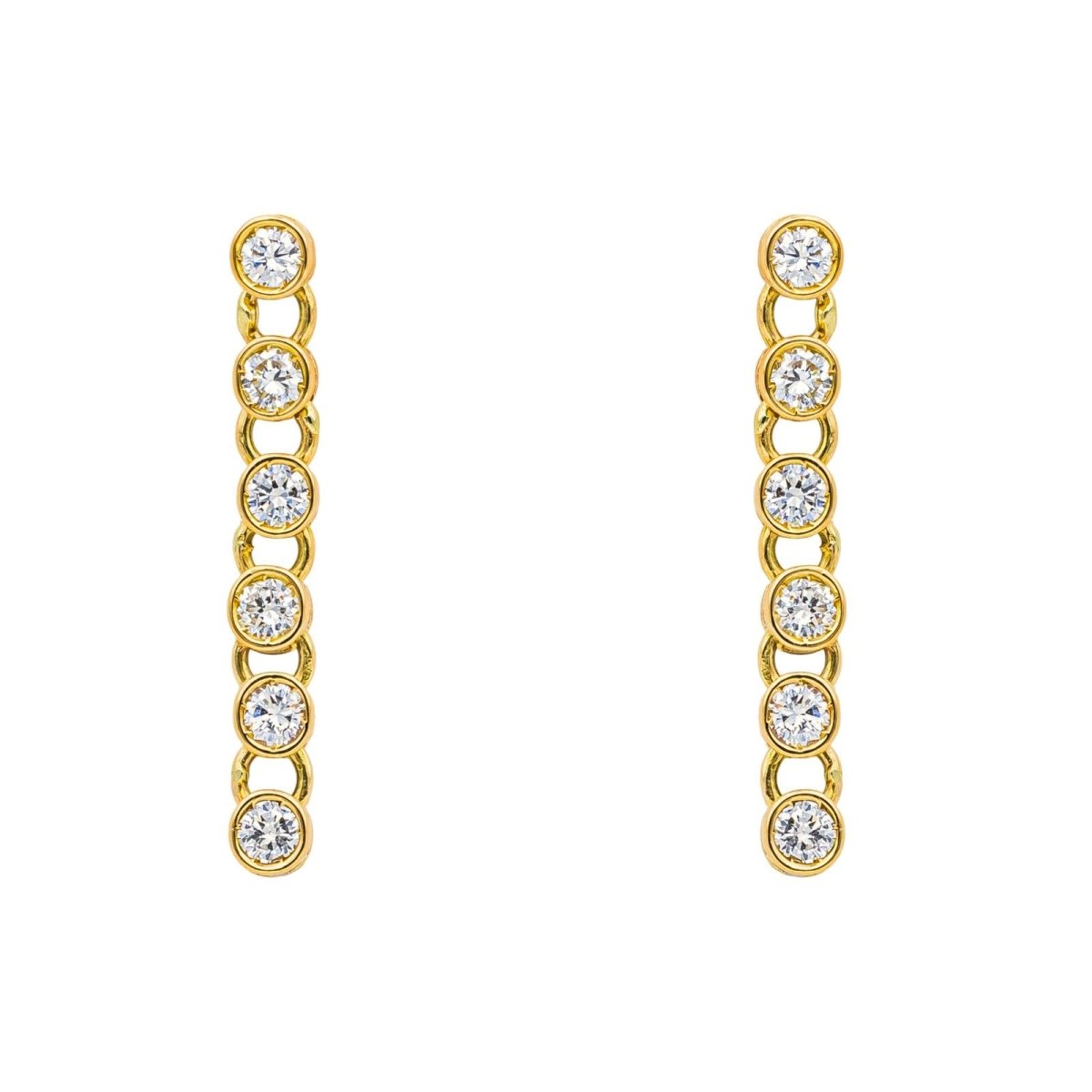 Boucles d'oreilles Pendantes en or jaune et diamants - Castafiore