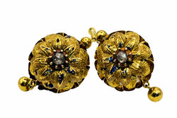 Boucles d'oreilles Pendantes en or jaune et diamants - Castafiore
