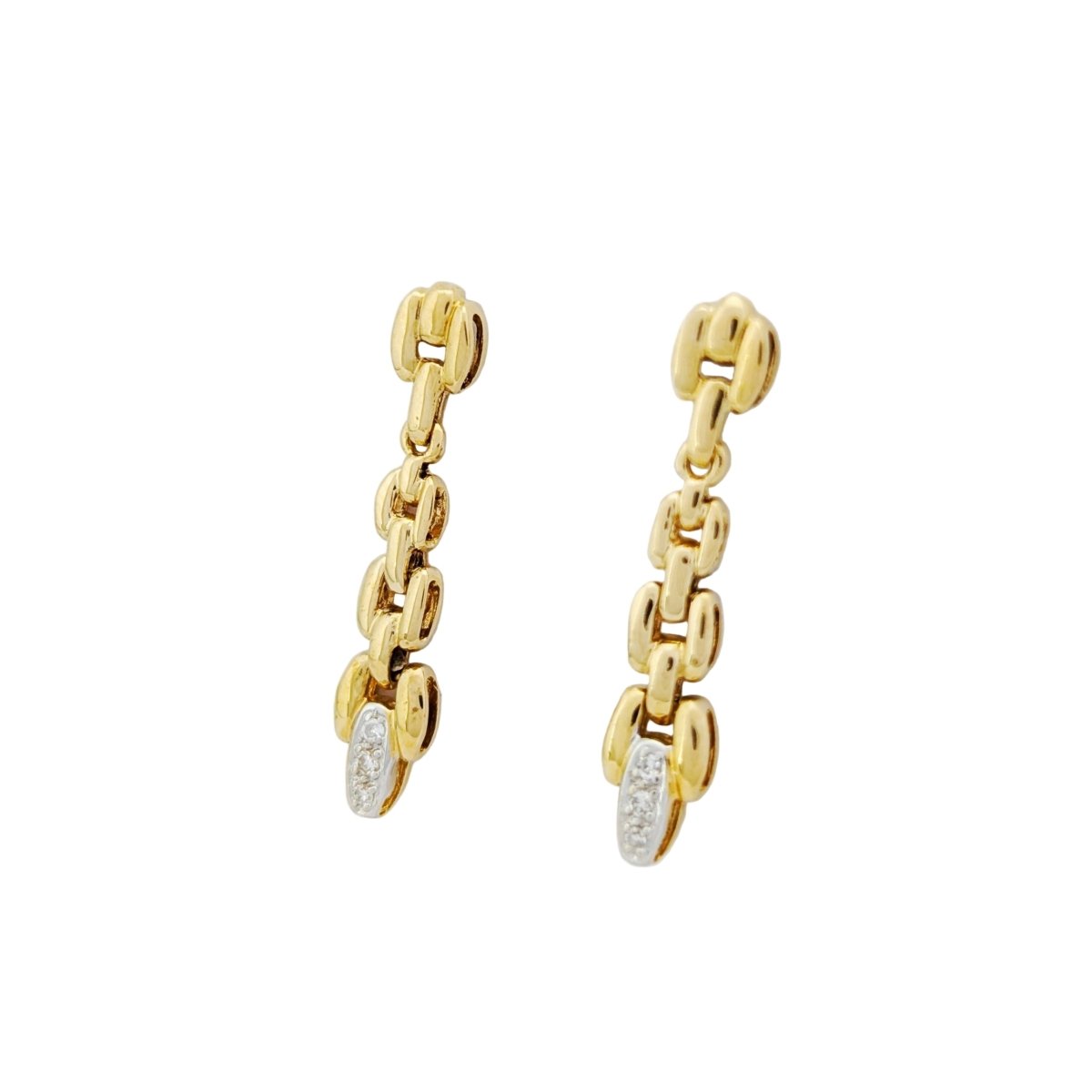 Boucles d'oreilles Pendantes en or jaune et diamants - Castafiore