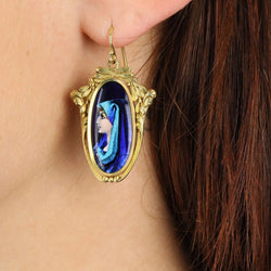 Boucles d'oreilles Pendantes en or jaune et émail - Castafiore