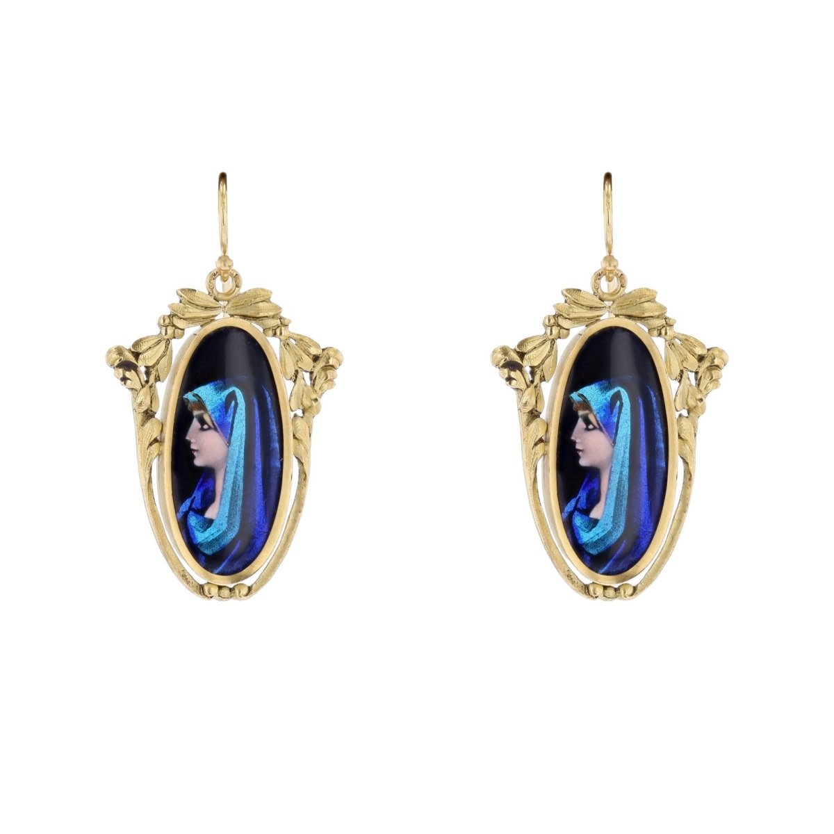 Boucles d'oreilles Pendantes en or jaune et émail - Castafiore