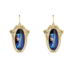 Boucles d'oreilles Pendantes en or jaune et émail - Castafiore