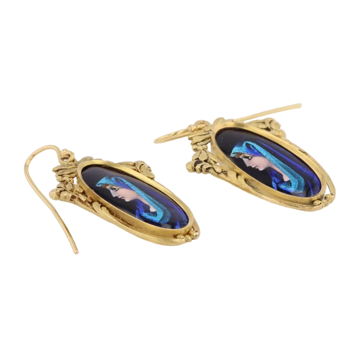 Boucles d'oreilles Pendantes en or jaune et émail - Castafiore