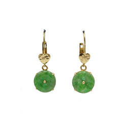 Boucles d'oreilles pendantes en or jaune et jadeite - Castafiore