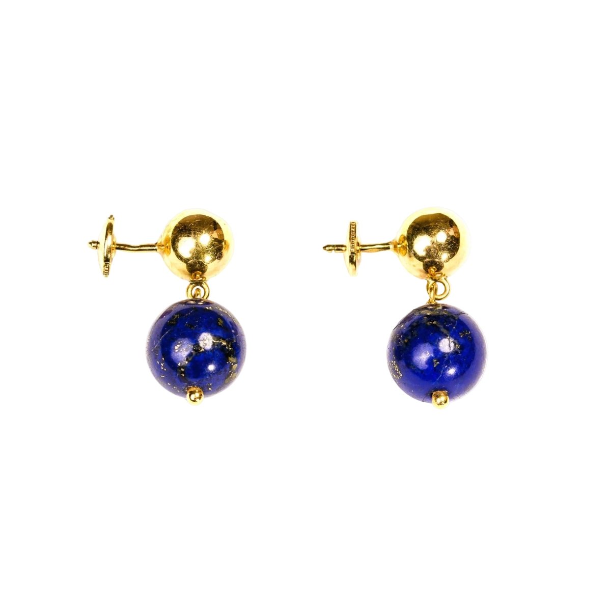 Boucles d'oreilles Pendantes en or jaune et lapis-lazuli - Castafiore