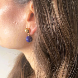 Boucles d'oreilles Pendantes en or jaune et lapis-lazuli - Castafiore