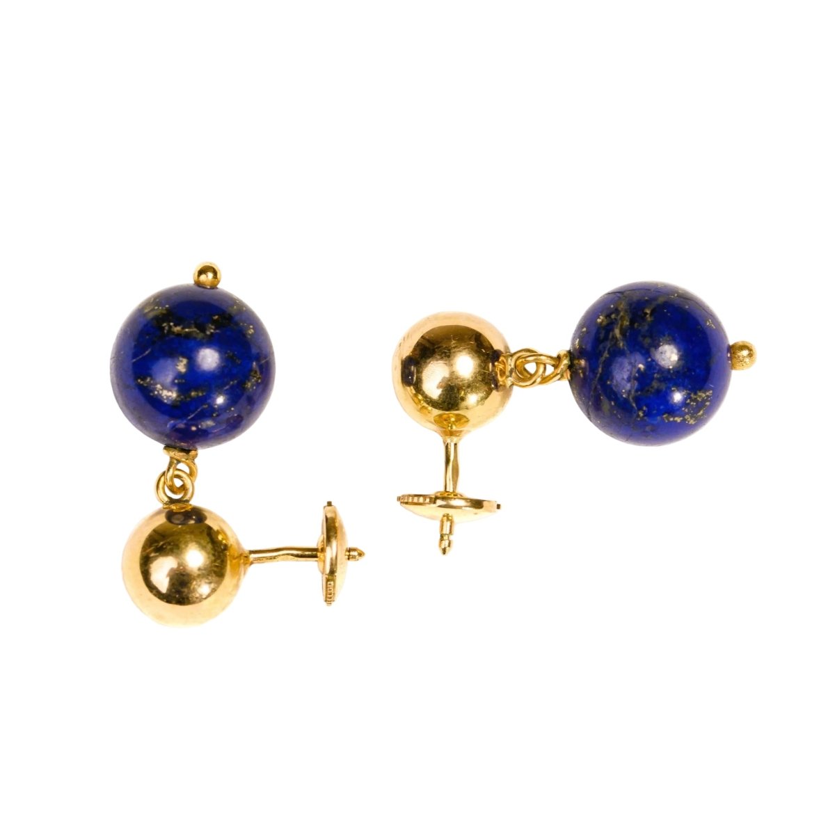 Boucles d'oreilles Pendantes en or jaune et lapis-lazuli - Castafiore