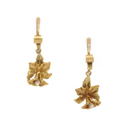 Boucles d'oreilles Pendantes en or jaune et perle - Castafiore