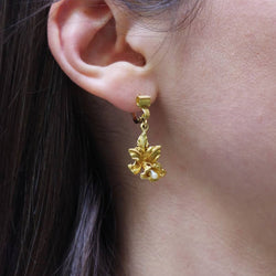 Boucles d'oreilles Pendantes en or jaune et perle - Castafiore