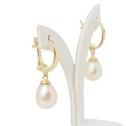 Boucles d’oreilles Pendantes en or jaune et perles