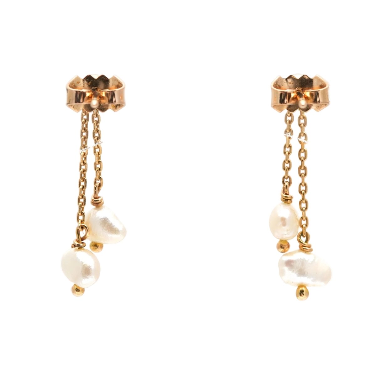 Boucles d'oreilles Pendantes en or jaune et perles - Castafiore