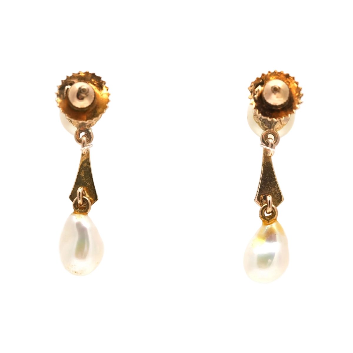 Boucles d'oreilles Pendantes en or jaune et perles - Castafiore