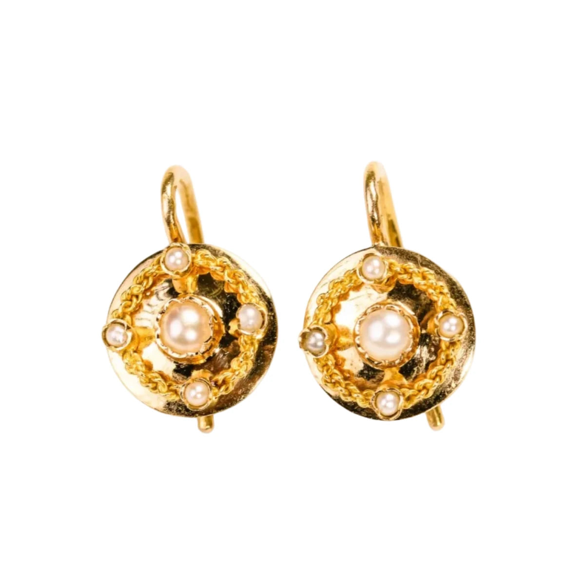 Boucles d'oreilles Pendantes en or jaune et perles - Castafiore