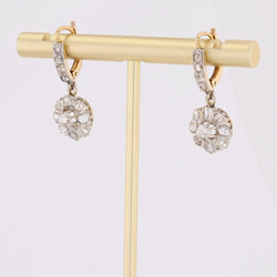Boucles d'oreilles pendantes en or jaune et platine avec diamants - Castafiore