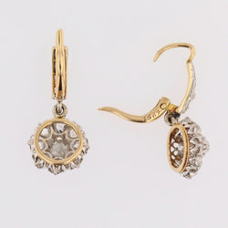 Boucles d'oreilles pendantes en or jaune et platine avec diamants - Castafiore