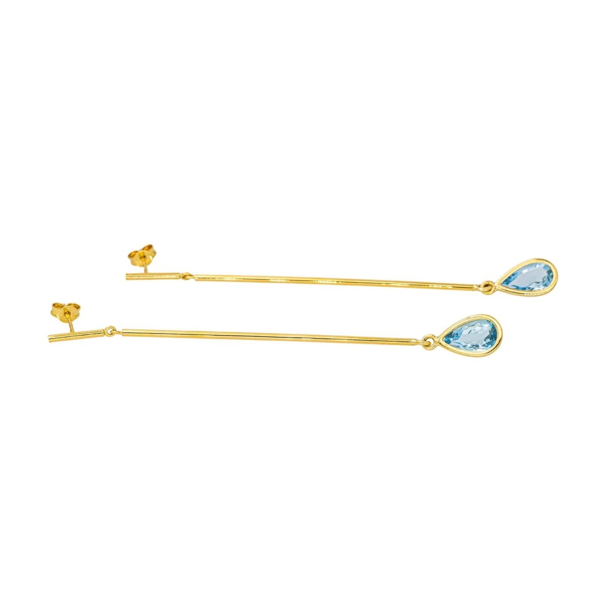 Boucles d'oreilles Pendantes en or jaune et topazes - Castafiore
