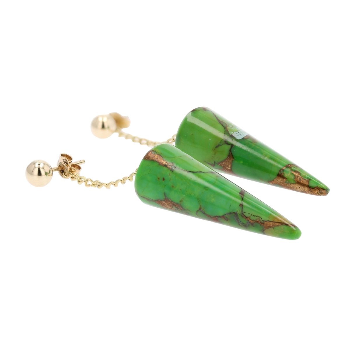 Boucles d'oreilles Pendantes en or jaune et turquoise - Castafiore