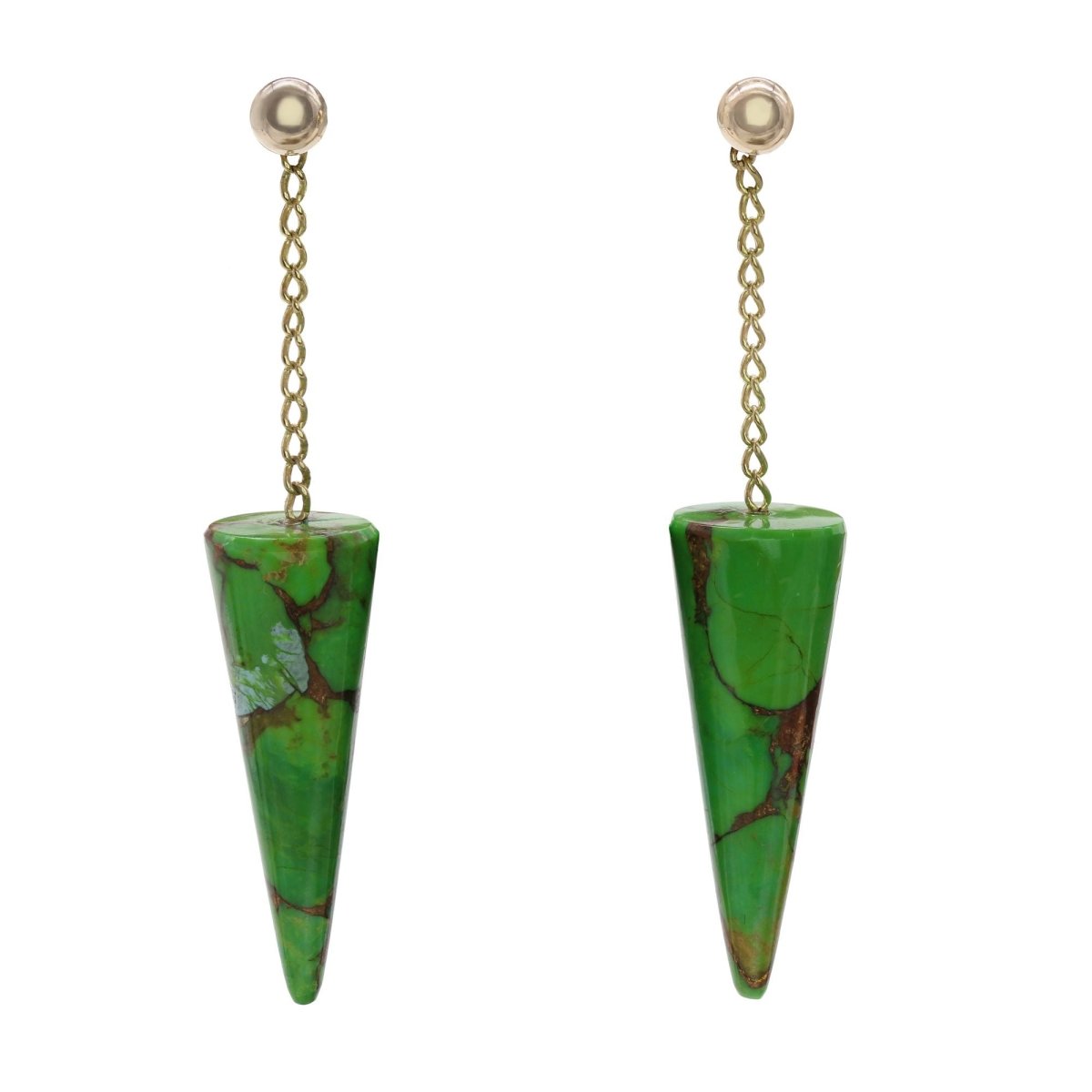 Boucles d'oreilles Pendantes en or jaune et turquoise - Castafiore