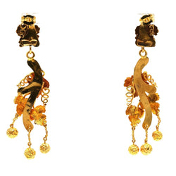 Boucles d'oreilles Pendantes en or jaune et turquoises - Castafiore